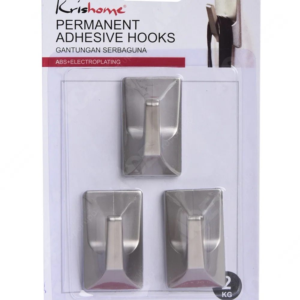 ACE Krishome Set 3 Pcs Gantungan Serbaguna Permanen - Silver SKU 10425258