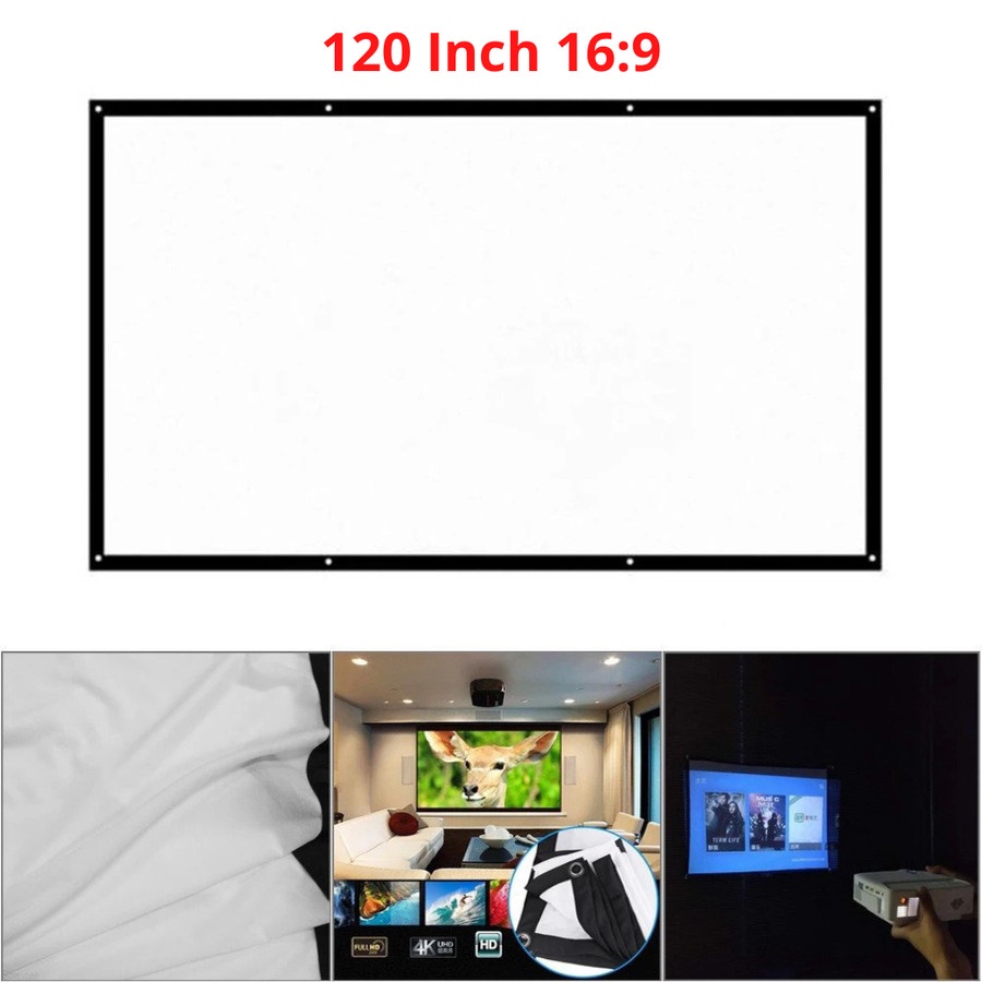 LAYAR PROYEKTOR LIPAT 120 INCH 16:9 SIMPLE PROJECTION SCREEN FOLDED SCREEN PROYEKTOR LIPAT LAYAR