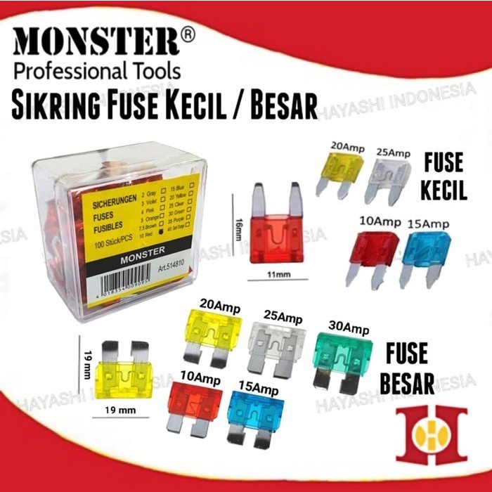 Sekring Sikring Fuse Besar 10 Amper MONSTER Best Quality-10pcs