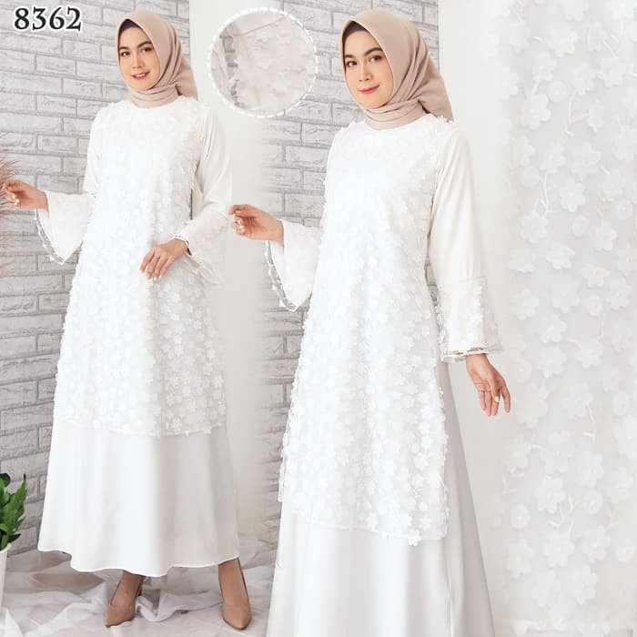 Model Baju Gamis Brokat Pesta Muslim Terbaru Di Tahun 2019 2020 M Iw886 Putih Premium Lebaran Shopee Indonesia