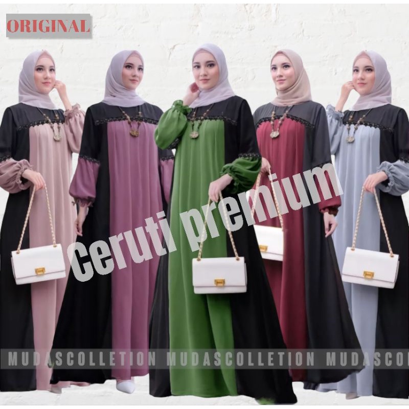 Gamis Pesta Mewah Elegan Arifa Dress Premium Busana Muslim Wanita Terbaru Gamis Jumbo Ceruty Babydoll Baju Wanita Lengan Balon