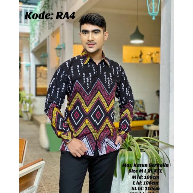 BATIK KODE RA4 | LONTARA | Kemeja Batik Pria By BATIK LANANG - Batik Khas Makassar