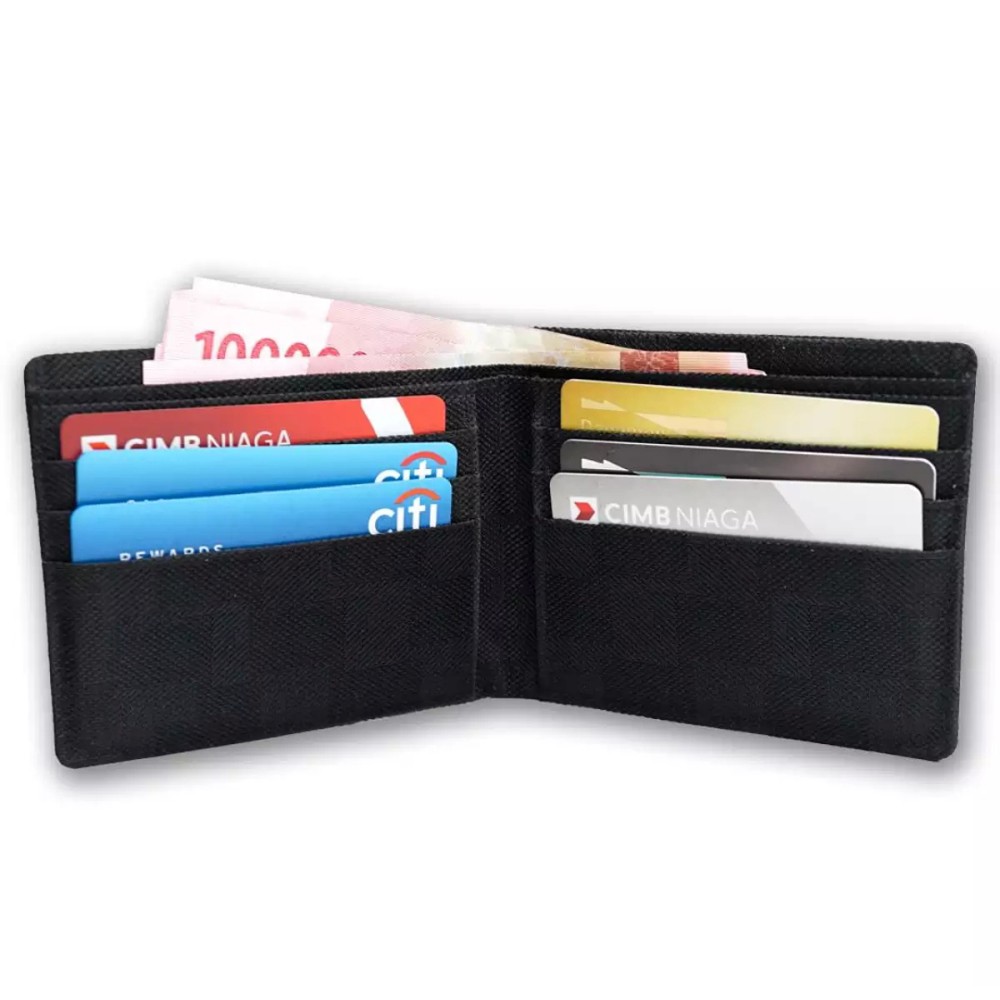 SERBA 10.000!! Dompet Pria G1000 Dompet Kulit Imitasi Dompet 3/4 Dompet Lipat Dompet Kartu - Black