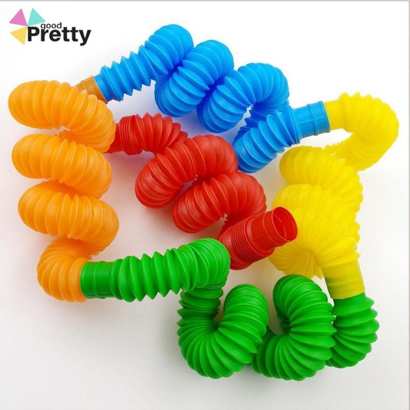 Mainan Fidget Tabung Pop it Teleskopik Bahan Plastik Corrugated Warna-Warni Untuk Anak Tabung Mainan Pendidikan - PD