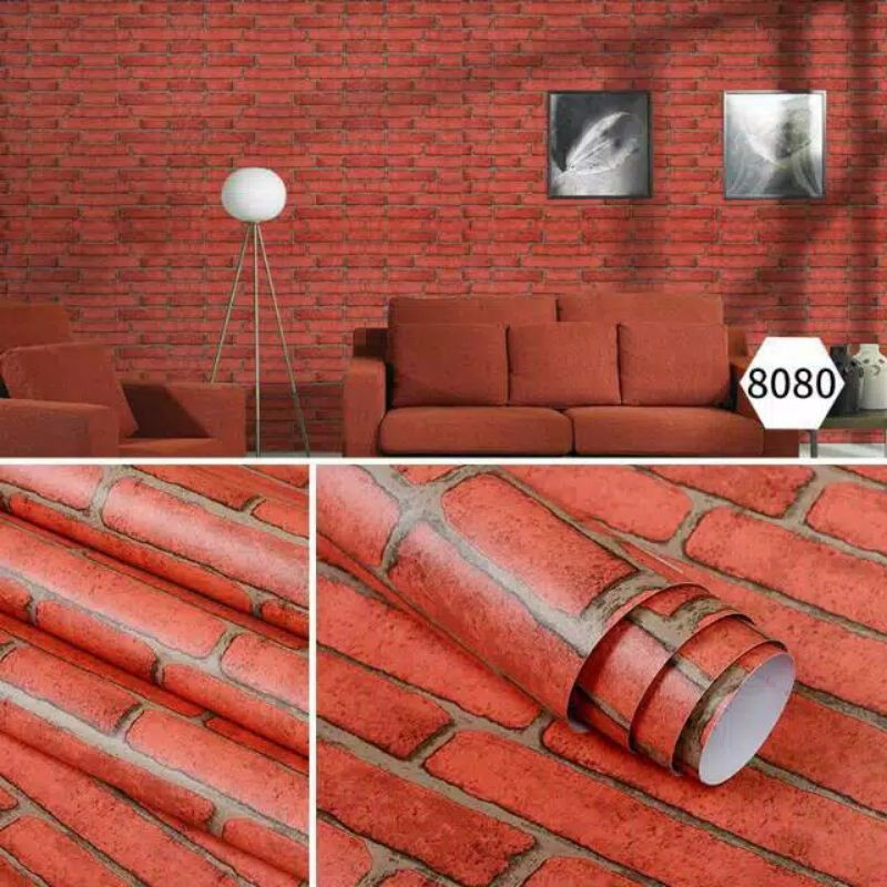 Jual Wallpaper Dinding Batu Bata Merah Ukuran Cm X Meter Shopee