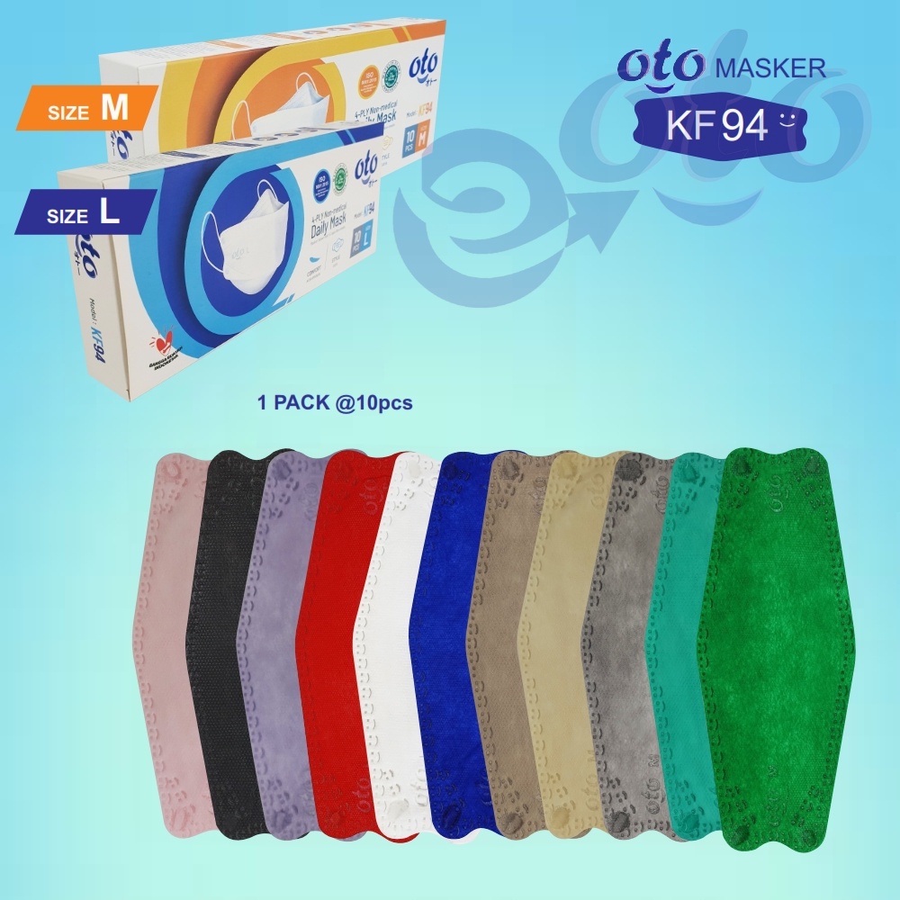 OTO Masker Wajah KF94 Earloop Face Daily Mask 4 lapis ukuran M isi 10 pcs