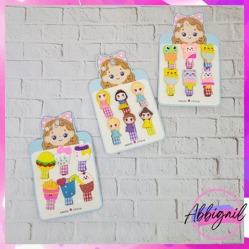 𝘈𝘉𝘎✰ Jepit Rambut Anak Fashion Korea set 6 / Jepit Rambut Kartun / Jepit Rambut Gadis /  1 SET Jepitan Rambut Anak / Jepitan Rambut Anak Motif Karakter Kartun 1234