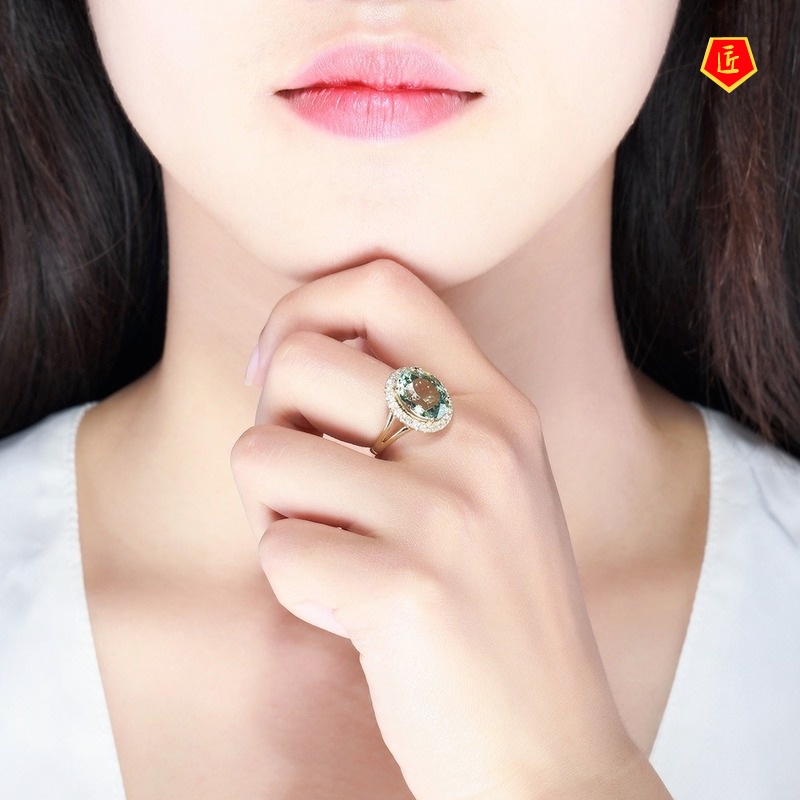 [Ready Stock]Fashion Elegant Emerald Diamond Ring