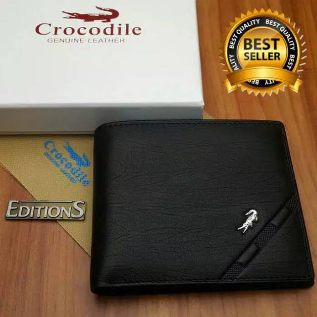 DOMPET KULIT ASLI IMPORT PRIA ED CROCODILE BLACK C443-12 BRANDED