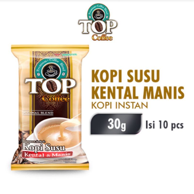 

Kopi Top Susu Kental Manis (3in1) 30gr x 10 Pcs TOP Coffe Kopi Instan Kopi Susu Kental Manis