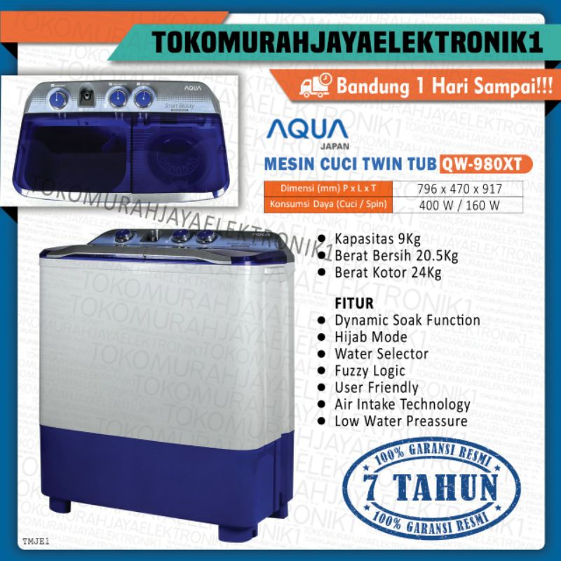MESIN CUCI AQUA 9 KG Mesin Cuci 2 Tabung Aqua Sanyo QW-950/960/980 XT Hijab Series