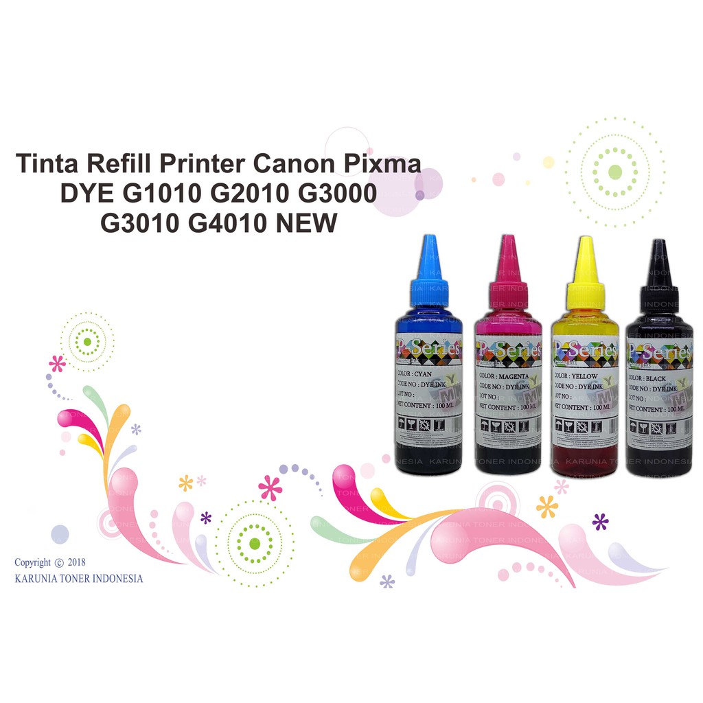 Tinta Refill Printer Canon Pixma DYE G1010 G2010 G3000 G3010 G4010 Kenasan 100 ML NEW