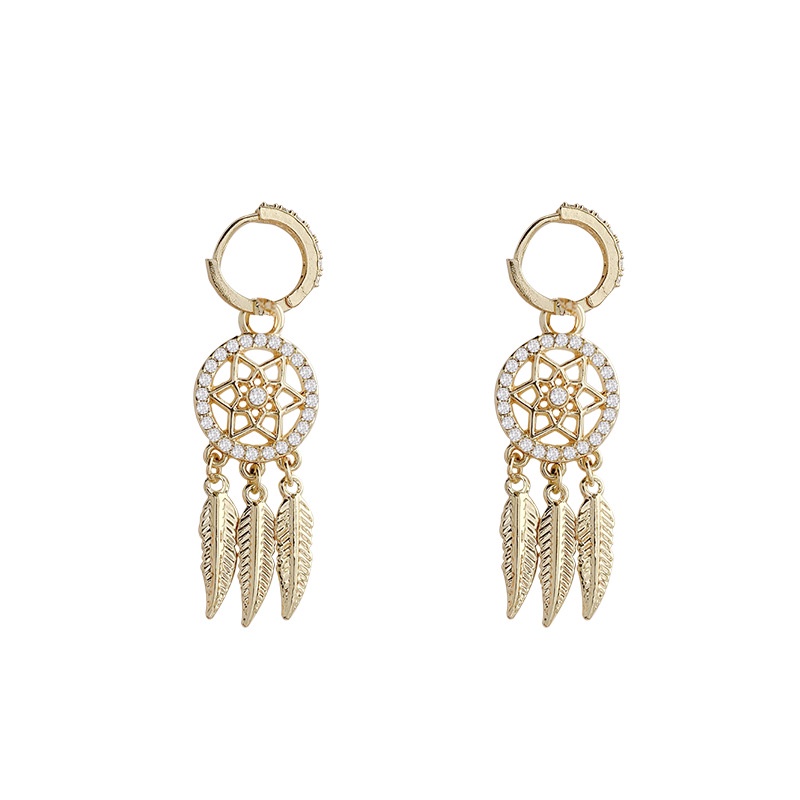 Shuling S925 Silver Needle Dream Catcher Earrings Fashion Tassel Earrings Diamond Super Cute Drop Earrings