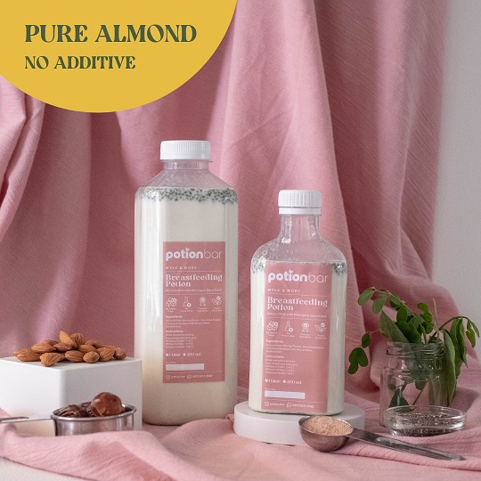 

Breastfeeding Potion - Pure Almond Milk dengan Extra Daun Katuk, Daun Kelor, Kurma & Chia Seed