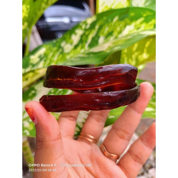 GELANG AKAR BAHAR merah kristal bahan pilihan asli original TEMBUS CAHAYA