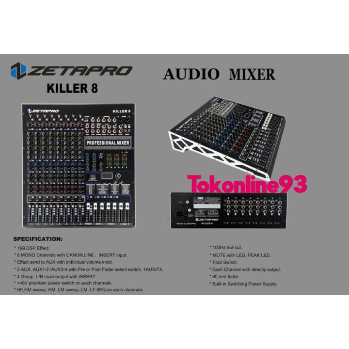 Mixer Zetapro Killer 8 Killer-8 Audio Mixer 8 Channel Zetapro Original