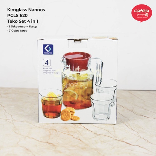 Pitcher Set 4 in 1 Sudah Termasuk Gelas / Teko Kaca Set / Set Peralatan Saji MInuman Teh Kopi