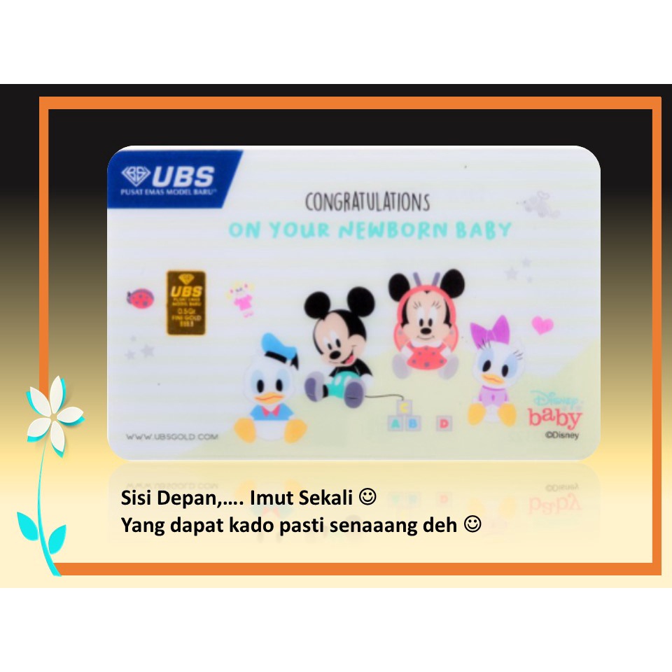 UBS Logam Mulia Disney Mickey &amp; Minnie Mouse New Born Edition 0.5 Gr Congratulations 0.5 Gr UBS Gift  0.5 Gr Logam Mulia 0.5 Gr