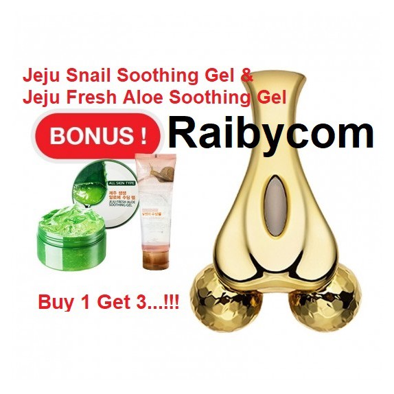 Gold Lifting Roller Setrika Wajah Bonus Jeju Fresh Aloe Vera Gel