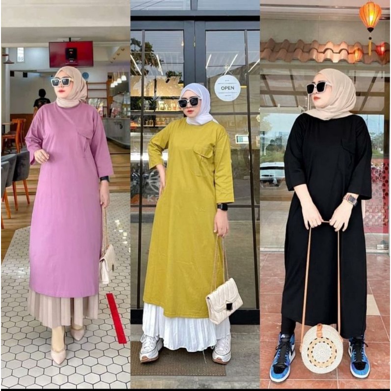 LONG TUNIK ALICIA JUMBO DAN STANDAR / TUNIK KAOS COMBET ORI 20S