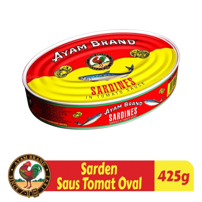 

asa457a Sarden Kaleng Saus Tomat Oval Ayam Brand 425G Xa20X1