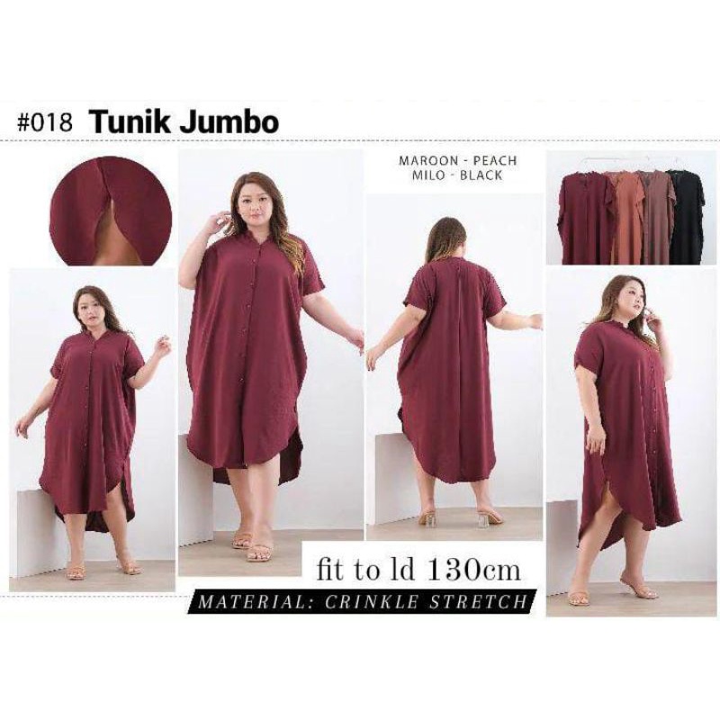 DRESS WANITA JUMBO/TUNIK WANITA JUMBO/TUNIK CANTIK/TUNIK KEKINIAN/TUNIK BUSUI/TUNIK KRINKLE/TUNIK HI