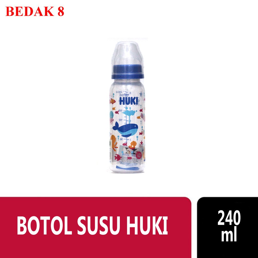 Botol Susu HUKI 240 ml Dot Gepeng Silicone Nipple