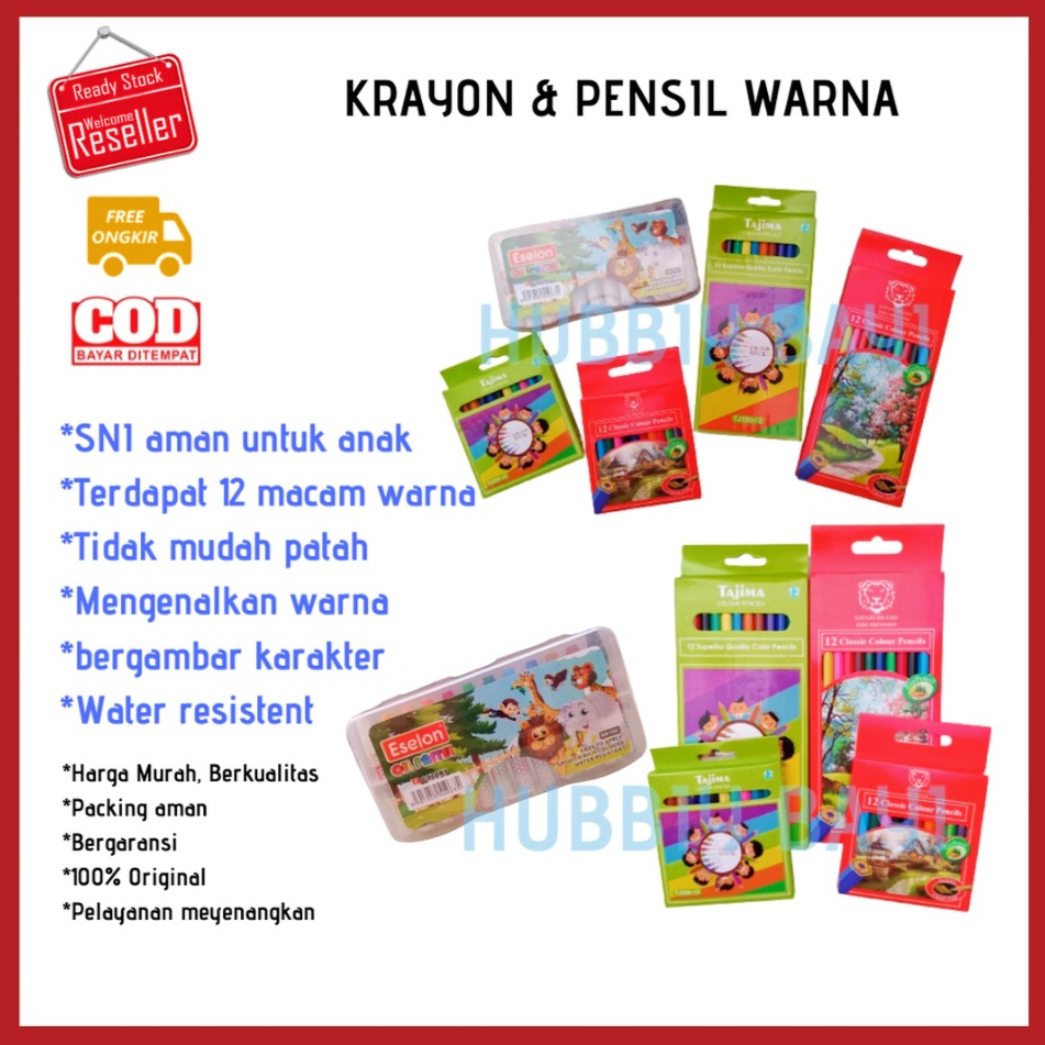 

TERMURAH TAJIMA Pensil Warna Pulas 12 Warna Murah Panjang Pendek dan krayon Crayon ESELON alat gambar daan alat mewarnai