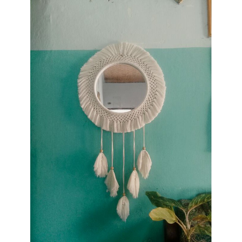 Macrame Mirror/ macrame/ macrame cermin/macrame aesthetic/ cermin aesthetic/ macrame murah/ macrame 
