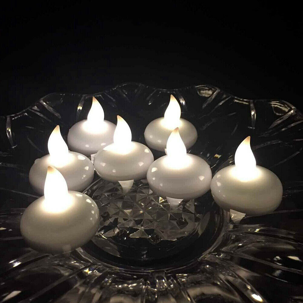 Kreatif LED Lilin Mengambang Cahaya/Lilin Palsu Cahaya Rumah Pesta Ulang Tahun Pernikahan Lampu Natal Dekorasi Pencahayaan/Kuning Hangat Kedip Bertenaga Baterai Lampu Teh LED