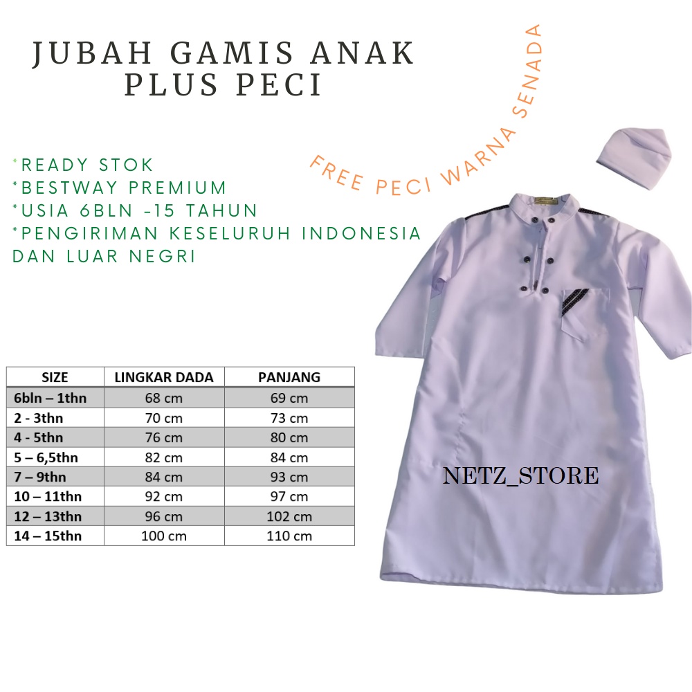Jubah Anak sampai remaja Murah Terlaris / Gamis Putih Laki Laki / Gamis Pria / Jubah Laki Laki / Jub