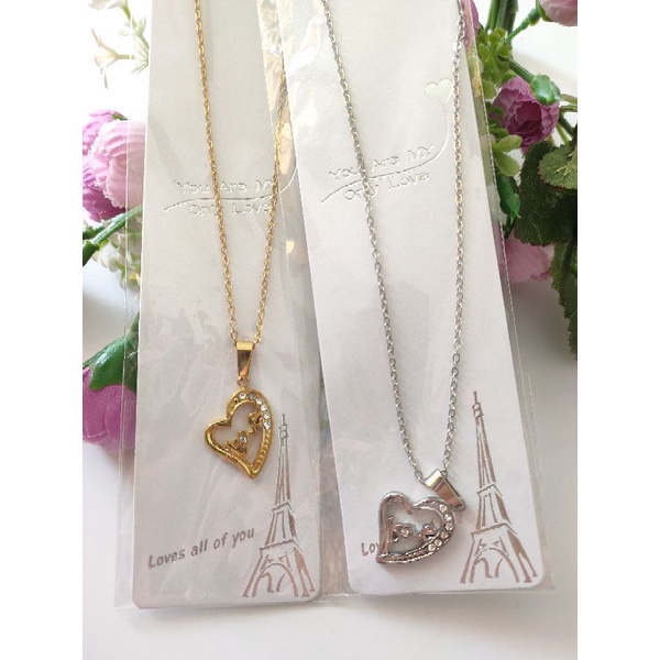 Kalung Set Liontin Permata Titanium Fashion Kalung Emas dan Putih KX12