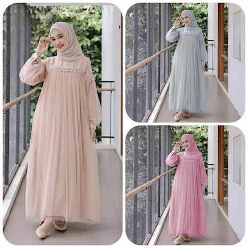 NURAINI MAXI - Jual gamis pesta / dress kondangan terhemat / dress Baju Muslim Wanita