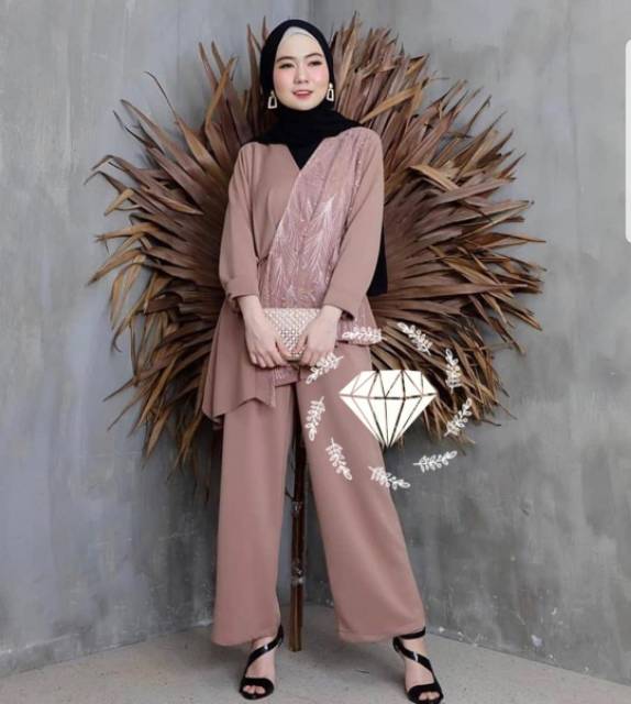 SET PELAGIO FASHION PAKAIAN WANITA SETELAN ATASAN DAN CELANA BAHAN MOSCREPE ADA VIDEO REAL PICT KR