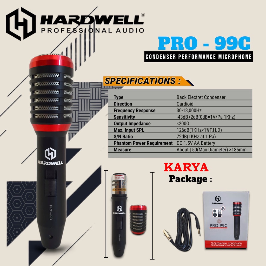MIC KABEL HARDWELL PRO 99C CONDENSER ORIGINAL PRO99C PRO-99C