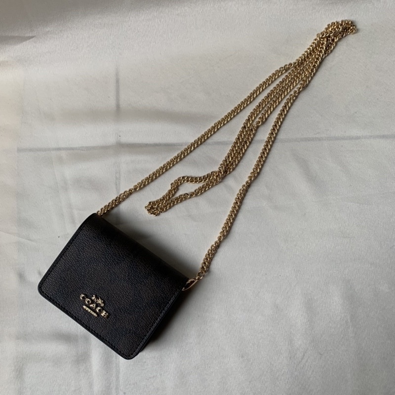 COACH MINI WALLET ON A CHAIN IN BROWN SIGNATURE (6650)