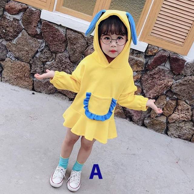 Dress Lucu anak perempuan Bunny YELLOW/PINK