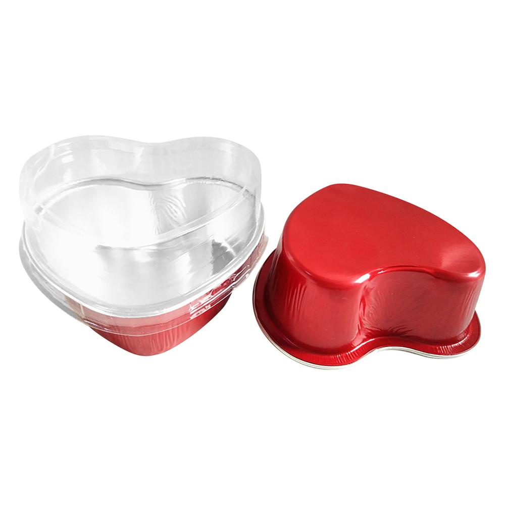 WONDER Wonder Loyang Kue Bentuk Hati Mother's Day Bakeware Aluminium Foil Cupcake Cup Dengan Tutup