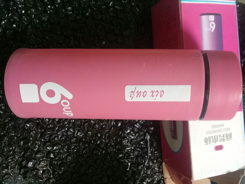 Botol Minum Kaca Six Oup 450ml Beling Cover Plastik 6oup Logo