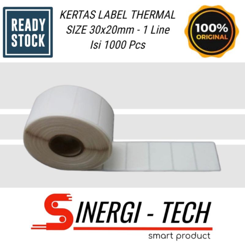 

KERTAS LABEL THERMAL STICKER BARCODE SIZE 30x20 MM 1 LINE - 1000 Pcs