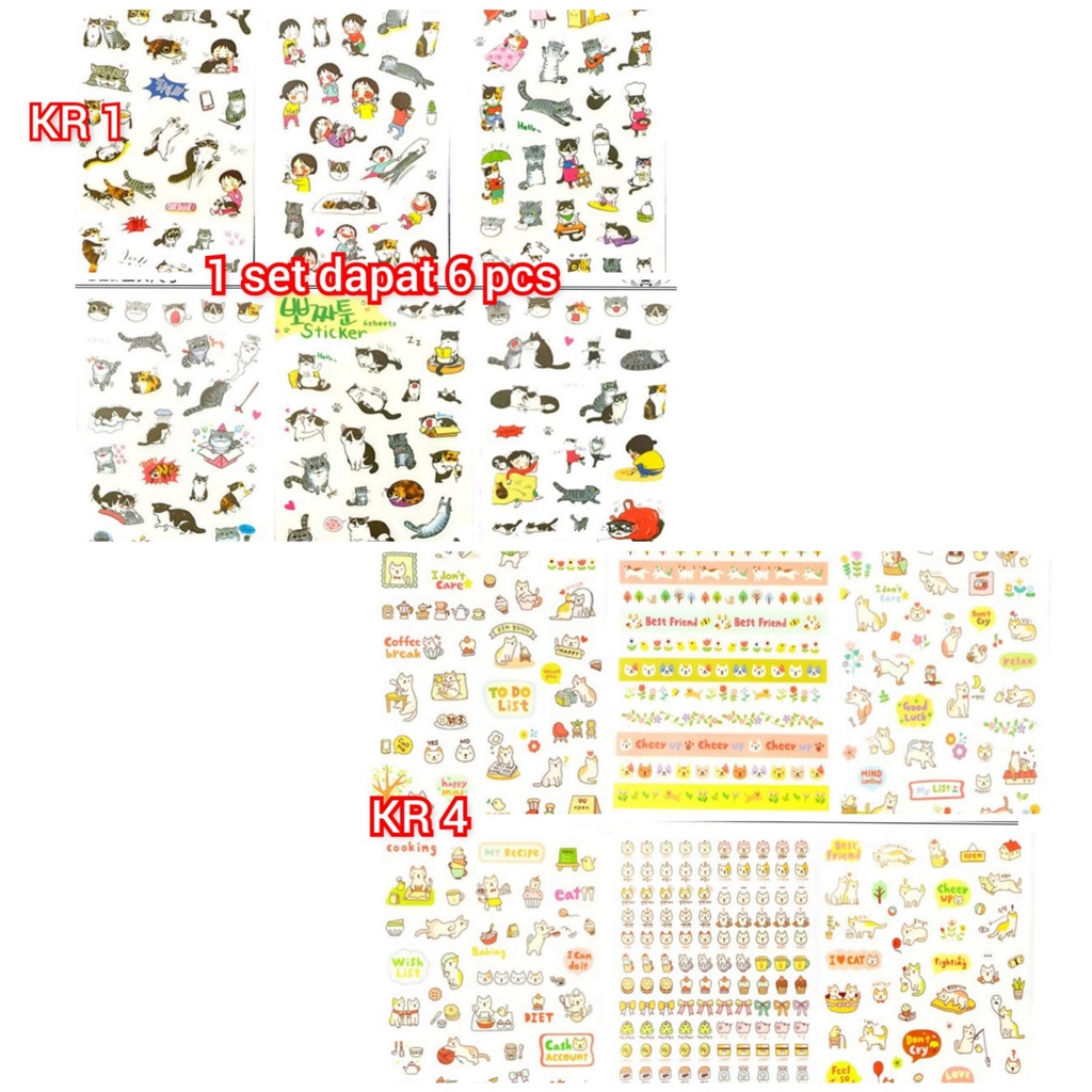 Stiker Sticker Mini Cat Kucing Lucu Mungil Emotikon Emoticon Motif Korea Korean Vintage Untuk Tempelan Pembatas Book Books Buku kertas Case Casing Chasing HP Handphone Vintage Toples Botol Seticker Tumbler Gelas Buku Diary Kado Unik Murah