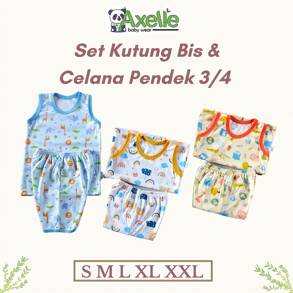 Setelan Pendek dan Kutung Bayi Halus Axelle S,M,L