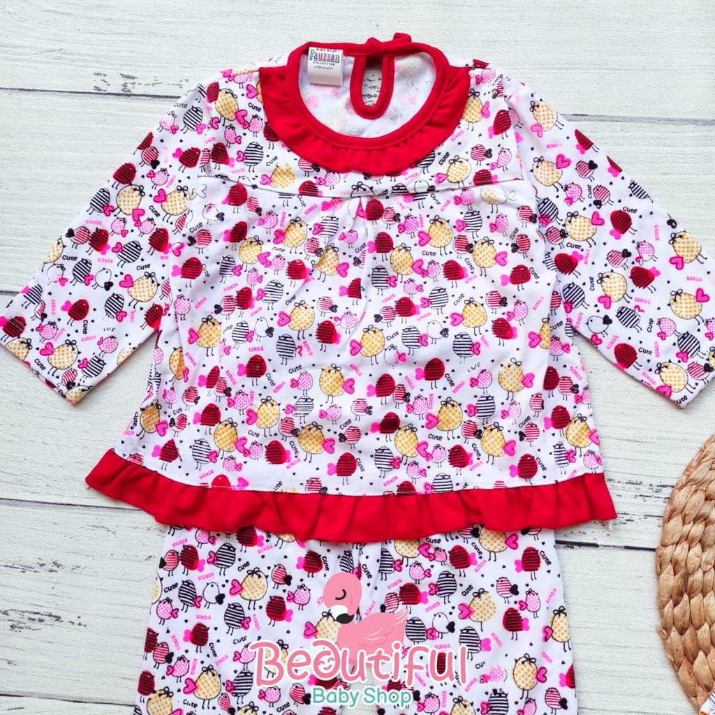 Setelan Baju Bayi Panjang Motif Bird / Setelan Piyama Bayi Perempuan 3-12 Bulan / Baju Bayi Perempuan Fauzan / Baby.ou