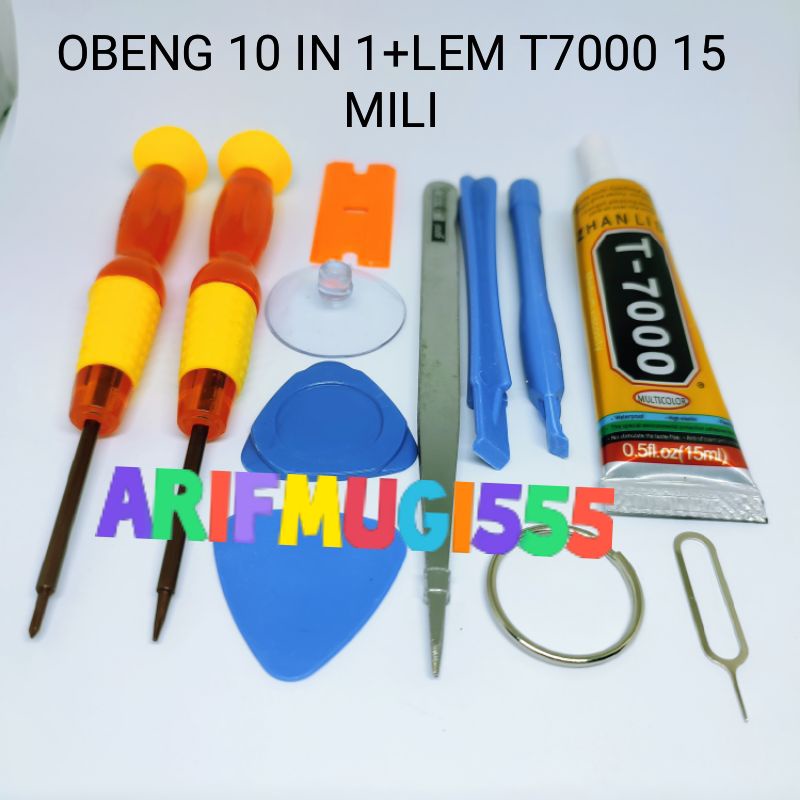 TOOLS SET OBENG 10 IN 1+LEM LCD BACKDOOR T7000 15 MILI HITAM