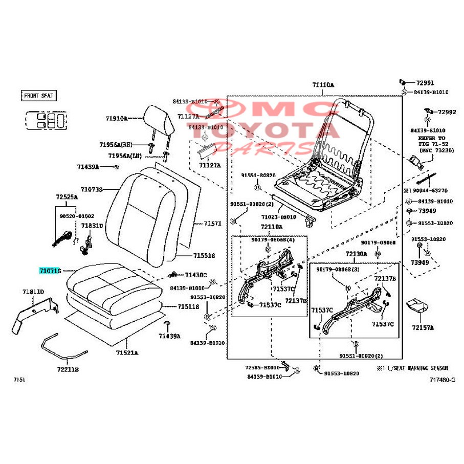 Cover Cushion Jok Depan Kanan Avanza Xenia 71071-BZA51-C0