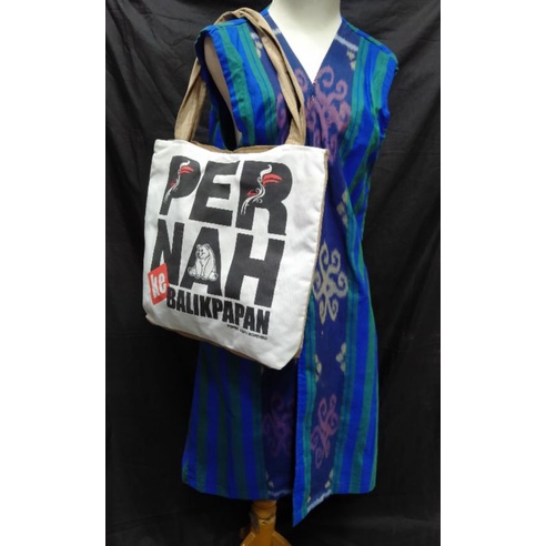 Tas Selempang Bahu Kain Jeans Motif Kalimantan