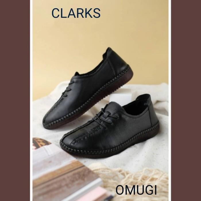 Clarks Omugi lace sepatu tali kulit cewek wanita flat HK