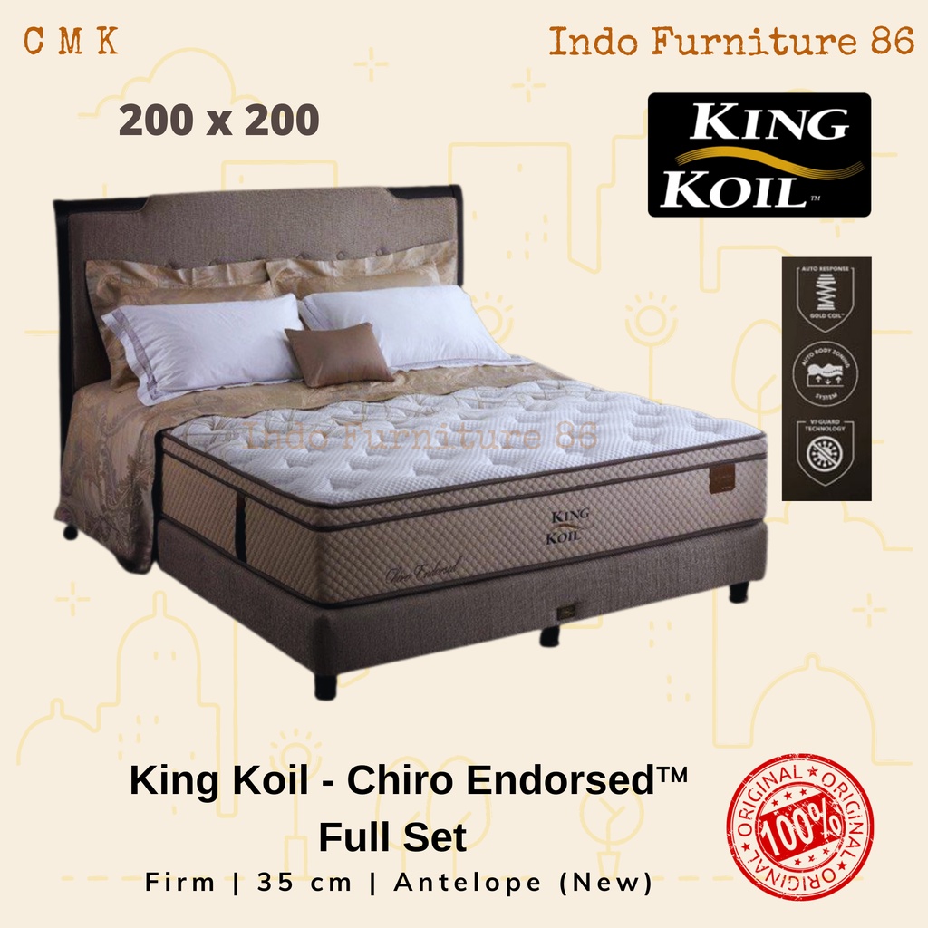 King Koil Kasur Uk. 200 x 200 CHIRO ENDORSED (Full Set) / Matras King Koil / Springbed