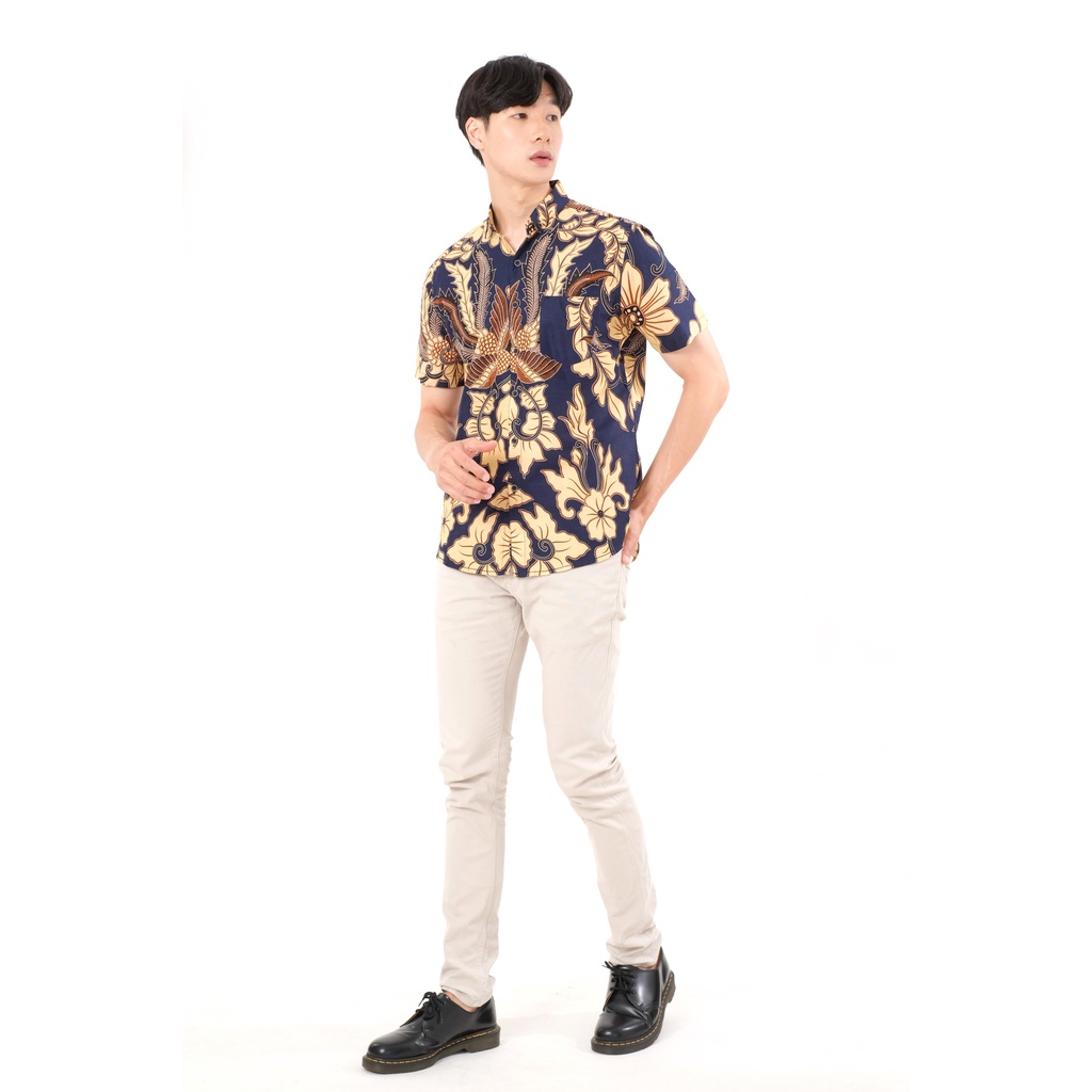 SANVANINA Kemeja Batik Pendek Premium Slim Fit Gendongan - E-7001