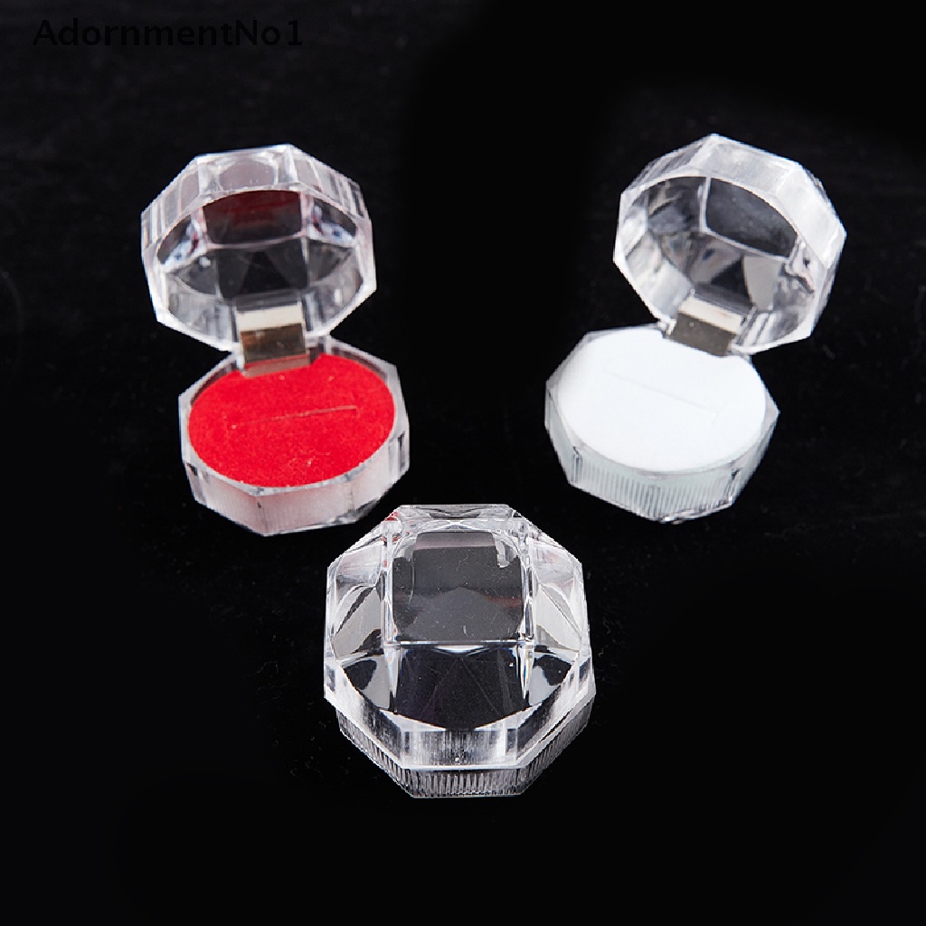 (AdornmentNo1) 10pcs / lot Kotak Perhiasan Cincin Bahan Akrilik Transparan